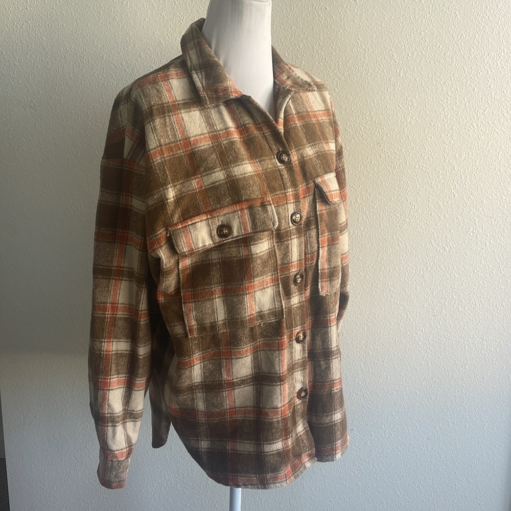 Plaid Button Down With Front Pockets Fall Winter … - image 1